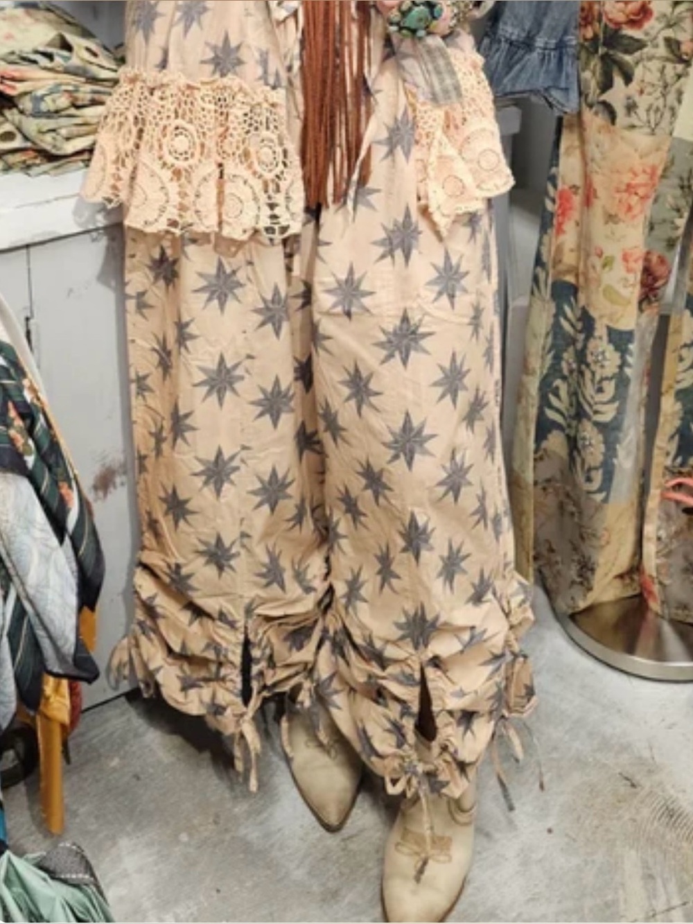A Rare Bird Starburst Peek-A-Boo Cotton Pants NWT One Size